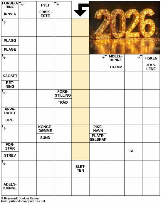 Dagens kryssord – 1. Januar - 2026